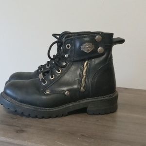 Womens leather harley davidson zip boots